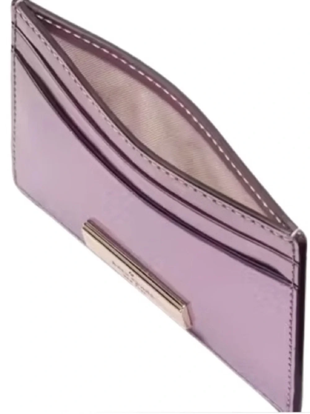 kate spade Metallic Purple-Pink Card Holder with Logo Plaque